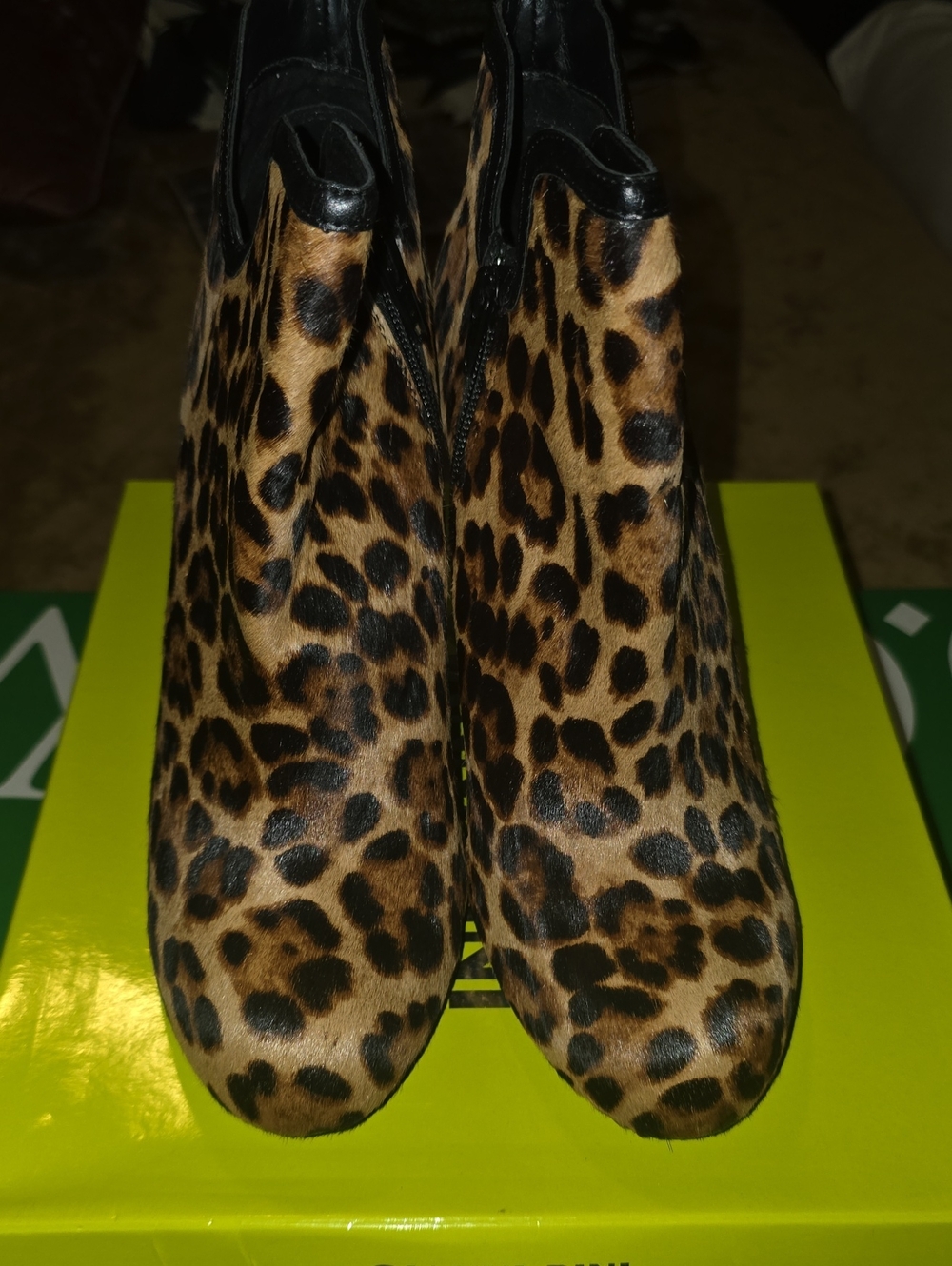 Gianni Bini Leopard Print Ankle Boots - Brown and Black